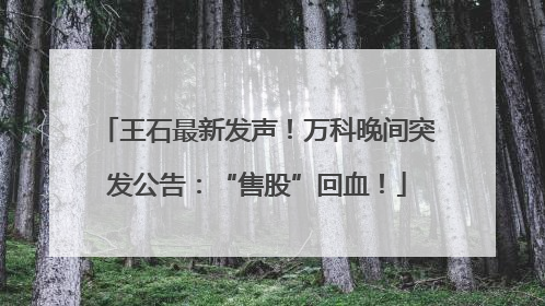 王石最新发声！万科晚间突发公告：“售股”回血！