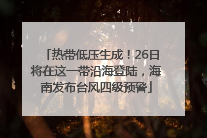 热带低压生成！26日将在这一带沿海登陆，海南发布台风四级预警