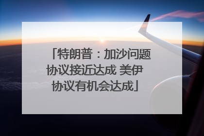特朗普：加沙问题协议接近达成 美伊协议有机会达成