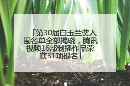 第30届白玉兰奖入围名单全部揭晓，腾讯视频16部制播作品荣获31项提名