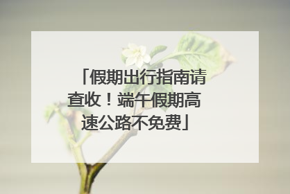 假期出行指南请查收！端午假期高速公路不免费