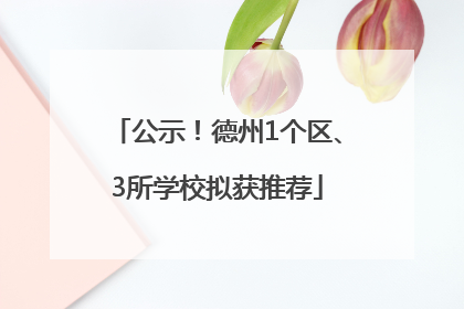 公示！德州1个区、3所学校拟获推荐