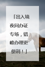 出入境夜间办证专场，错峰办理更便利！