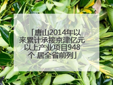 唐山2014年以来累计承接京津亿元以上产业项目948个 居全省前列