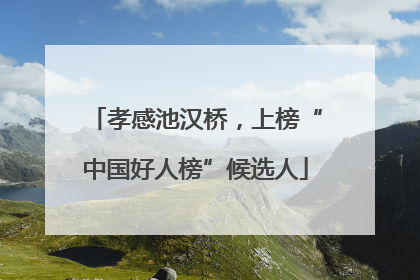 孝感池汉桥，上榜“中国好人榜”候选人