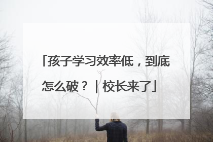 孩子学习效率低，到底怎么破？｜校长来了