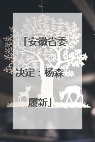 安徽省委决定：杨森履新