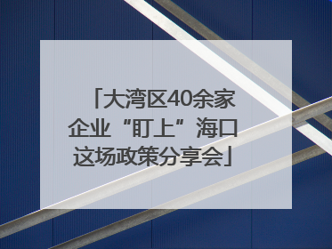 大湾区40余家企业“盯上”海口这场政策分享会
