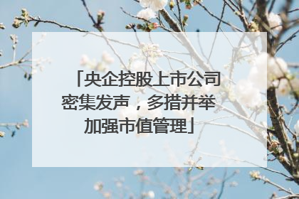 央企控股上市公司密集发声，多措并举加强市值管理