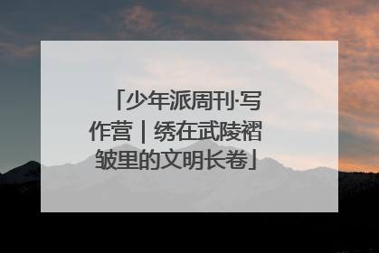 少年派周刊·写作营｜绣在武陵褶皱里的文明长卷