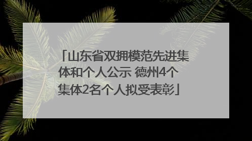 山东省双拥模范先进集体和个人公示 德州4个集体2名个人拟受表彰