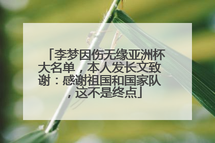 李梦因伤无缘亚洲杯大名单，本人发长文致谢：感谢祖国和国家队，这不是终点