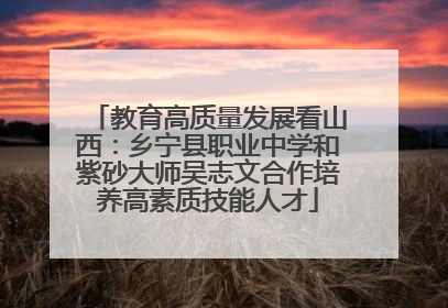 教育高质量发展看山西：乡宁县职业中学和紫砂大师吴志文合作培养高素质技能人才