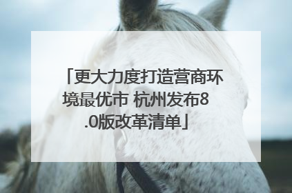 更大力度打造营商环境最优市 杭州发布8.0版改革清单