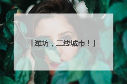 潍坊，二线城市！