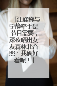 汪峰称与宁静牵手是节目需要，深夜晒出女友森林北合照：我俩好着呢！