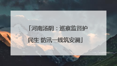 河南汤阴：巡察监督护民生 防汛一线筑安澜