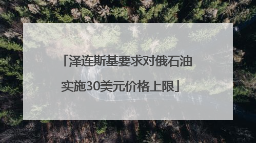 泽连斯基要求对俄石油实施30美元价格上限