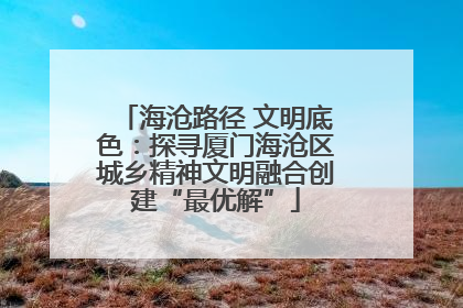海沧路径 文明底色：探寻厦门海沧区城乡精神文明融合创建“最优解”