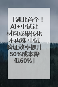 湖北首个！AI+中试让材料成果转化不再难 中试验证效率提升50%成本降低60%