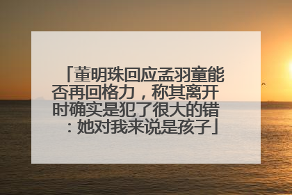 董明珠回应孟羽童能否再回格力，称其离开时确实是犯了很大的错：她对我来说是孩子