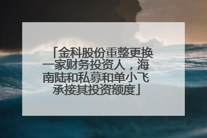 金科股份重整更换一家财务投资人，海南陆和私募和单小飞承接其投资额度