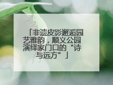 非遗皮影邂逅园艺雅韵，顺义公园演绎家门口的“诗与远方”