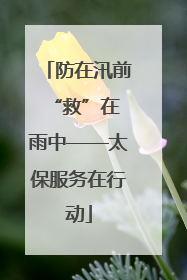防在汛前 “救”在雨中——太保服务在行动
