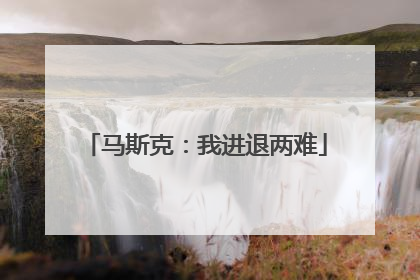 马斯克：我进退两难