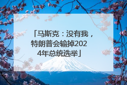 马斯克：没有我，特朗普会输掉2024年总统选举