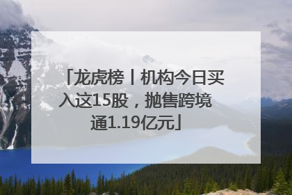 龙虎榜丨机构今日买入这15股，抛售跨境通1.19亿元