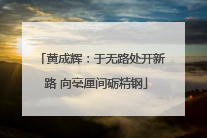 黄成辉：于无路处开新路 向毫厘间砺精钢
