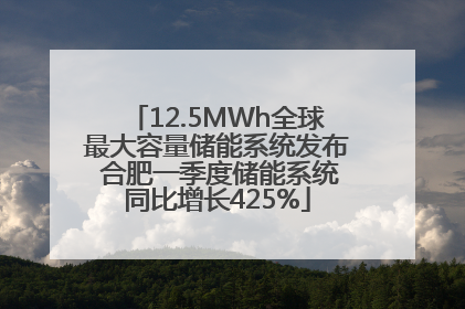 12.5MWh全球最大容量储能系统发布 合肥一季度储能系统同比增长425%