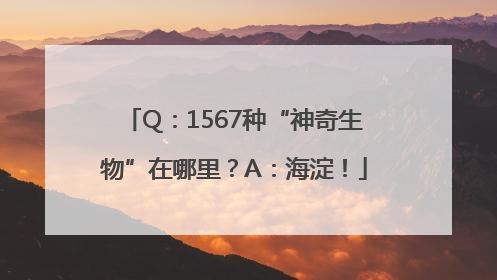 Q：1567种“神奇生物”在哪里？A：海淀！